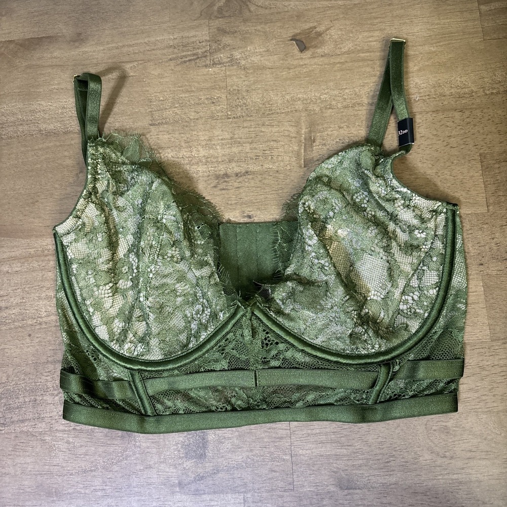 Victorias Secret Very Sexy Unlined Demi Lace Bra 32DD Green New